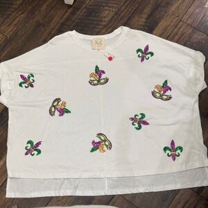 NWT sequin Mardi Gras T-shirt size S